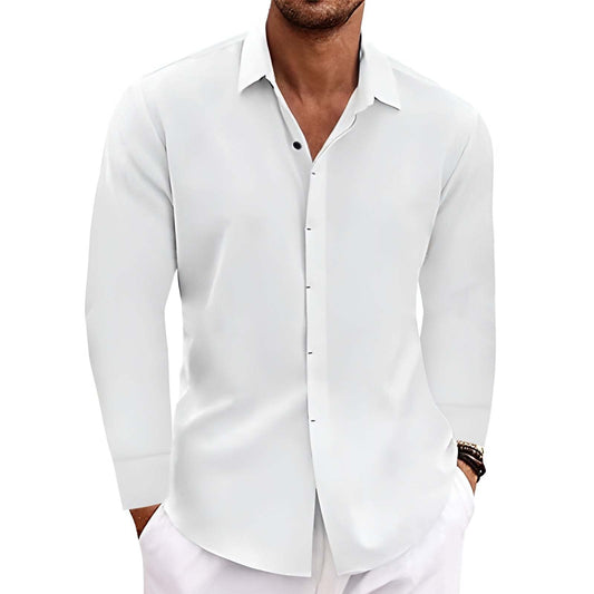 Long Sleeve shirt Undershirt Solid Color Long Sleeve Cotton Linen Shirt Men